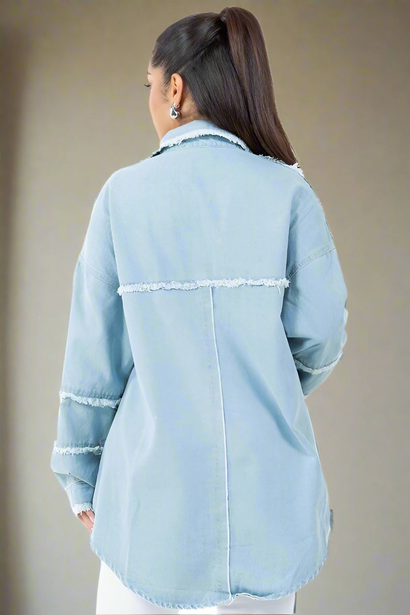 WOMEN FASHION OVERSIZE DENIM SHIRT