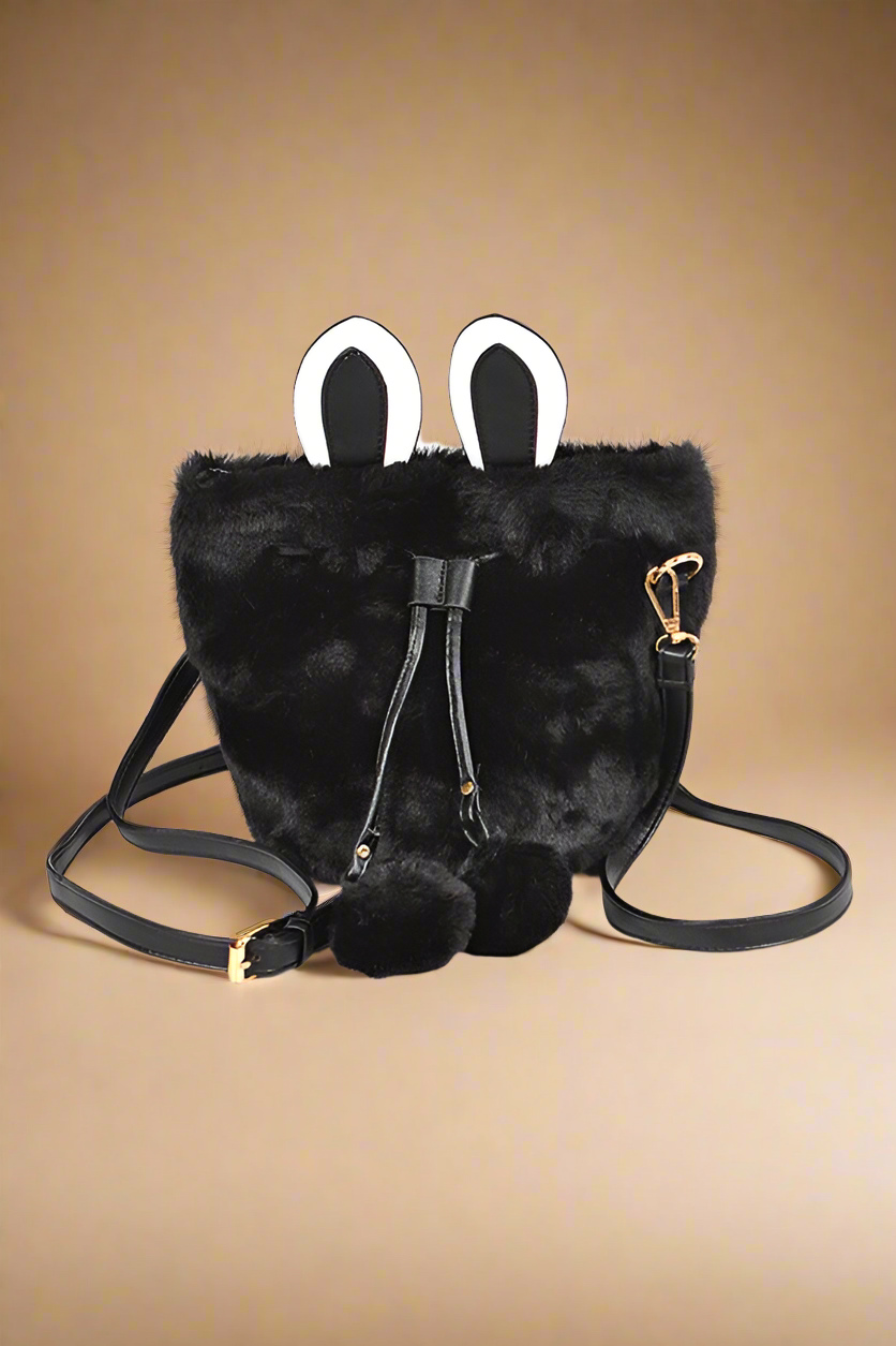 Faux Fur Plush Bunny Ear Crossbody Swing Bag