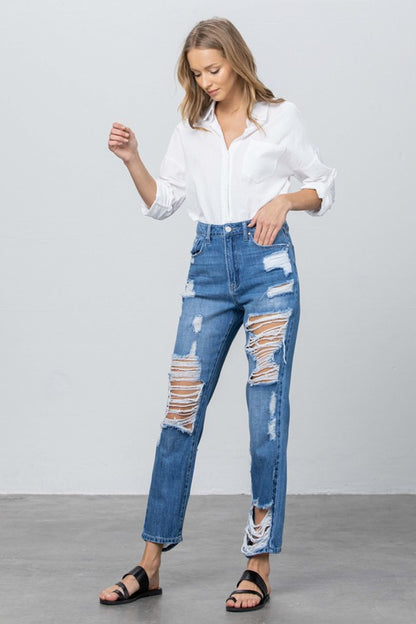 HIGH RISE STRAIGHT JEANS