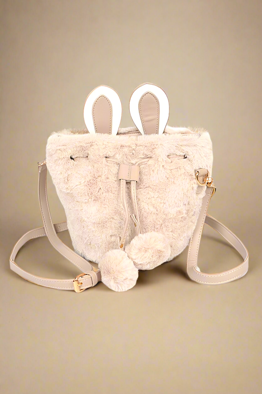 Faux Fur Plush Bunny Ear Crossbody Swing Bag