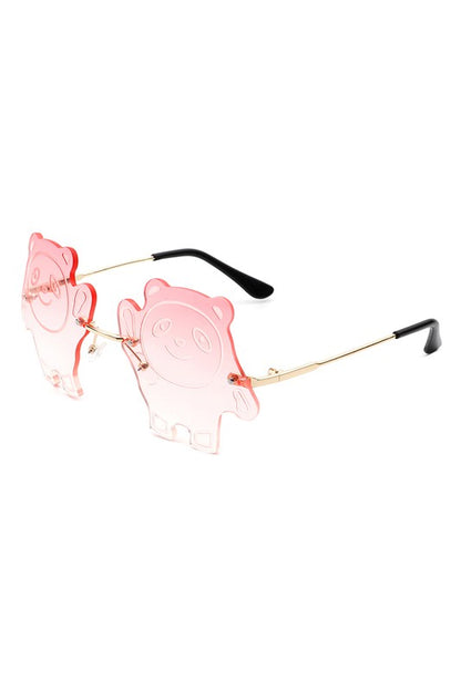 Kids Rimless Panda Colored Children Sunglasses