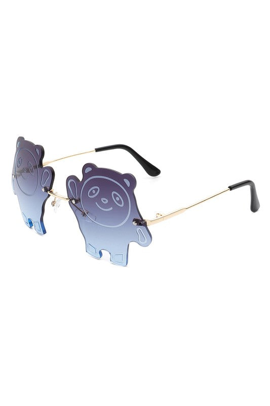 Kids Rimless Panda Colored Children Sunglasses