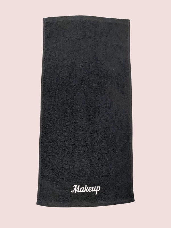 Embroidered Black Make Up Remover Hand Towel