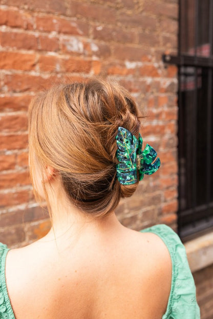 Monstera Leaf Hair Claw - Dark Green