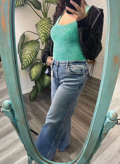 Judy Blue Vintage Wash Wide Leg Jeans