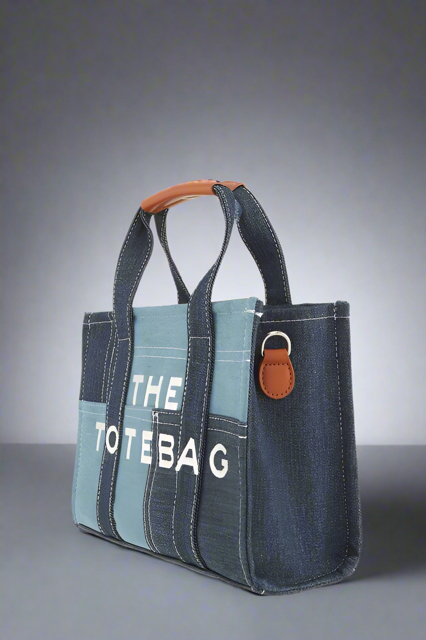 The Medium Denim Crossbody Tote Bag