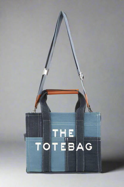 The Medium Denim Crossbody Tote Bag