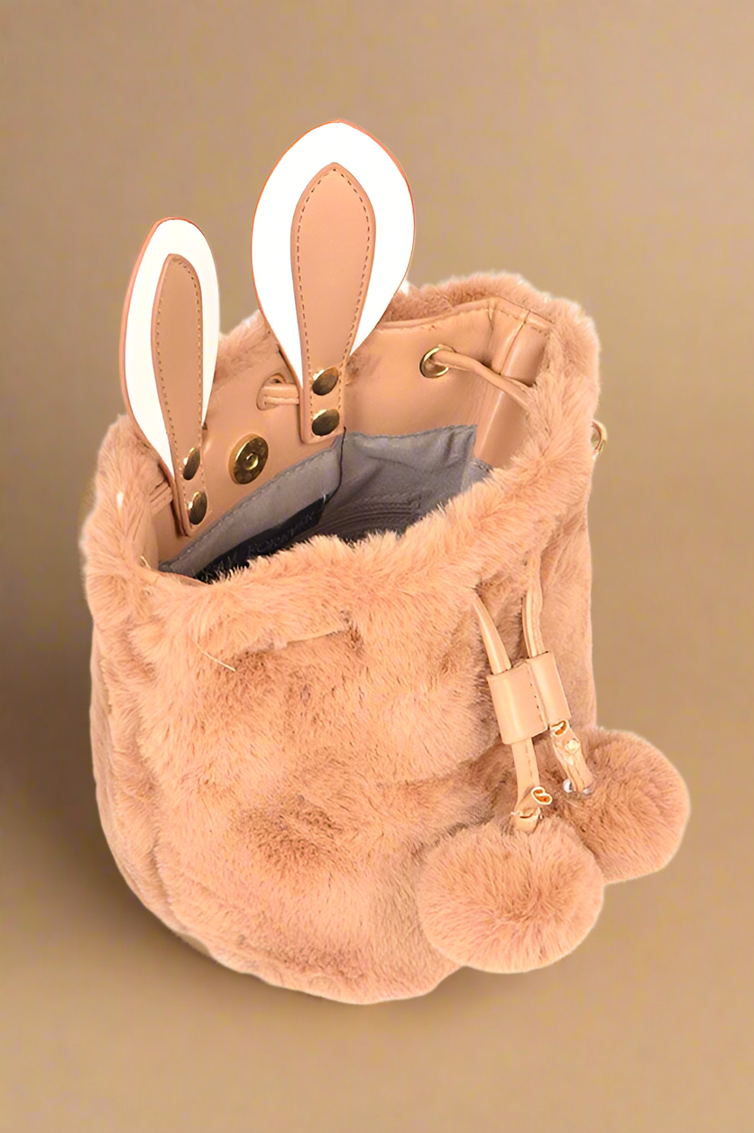 Faux Fur Plush Bunny Ear Crossbody Swing Bag