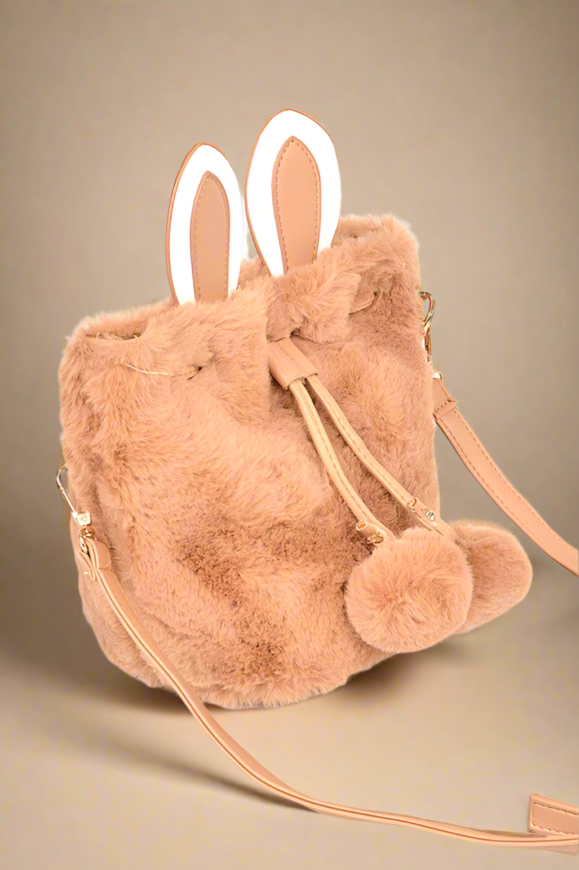 Faux Fur Plush Bunny Ear Crossbody Swing Bag