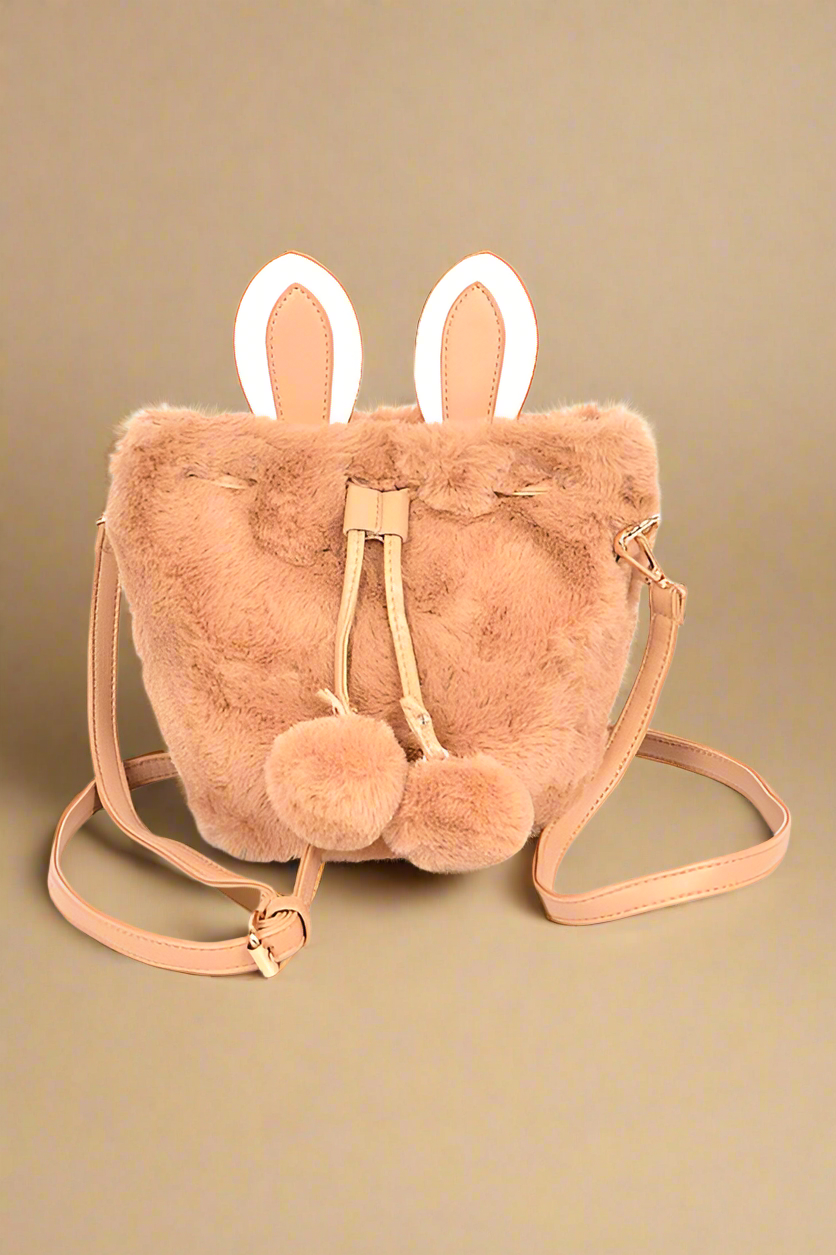 Faux Fur Plush Bunny Ear Crossbody Swing Bag