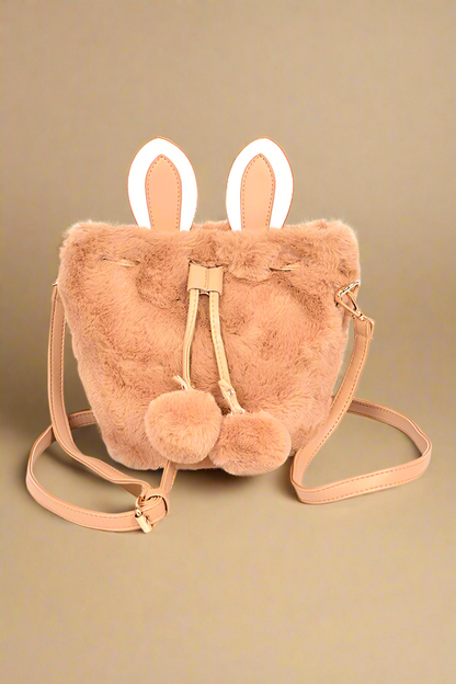 Faux Fur Plush Bunny Ear Crossbody Swing Bag