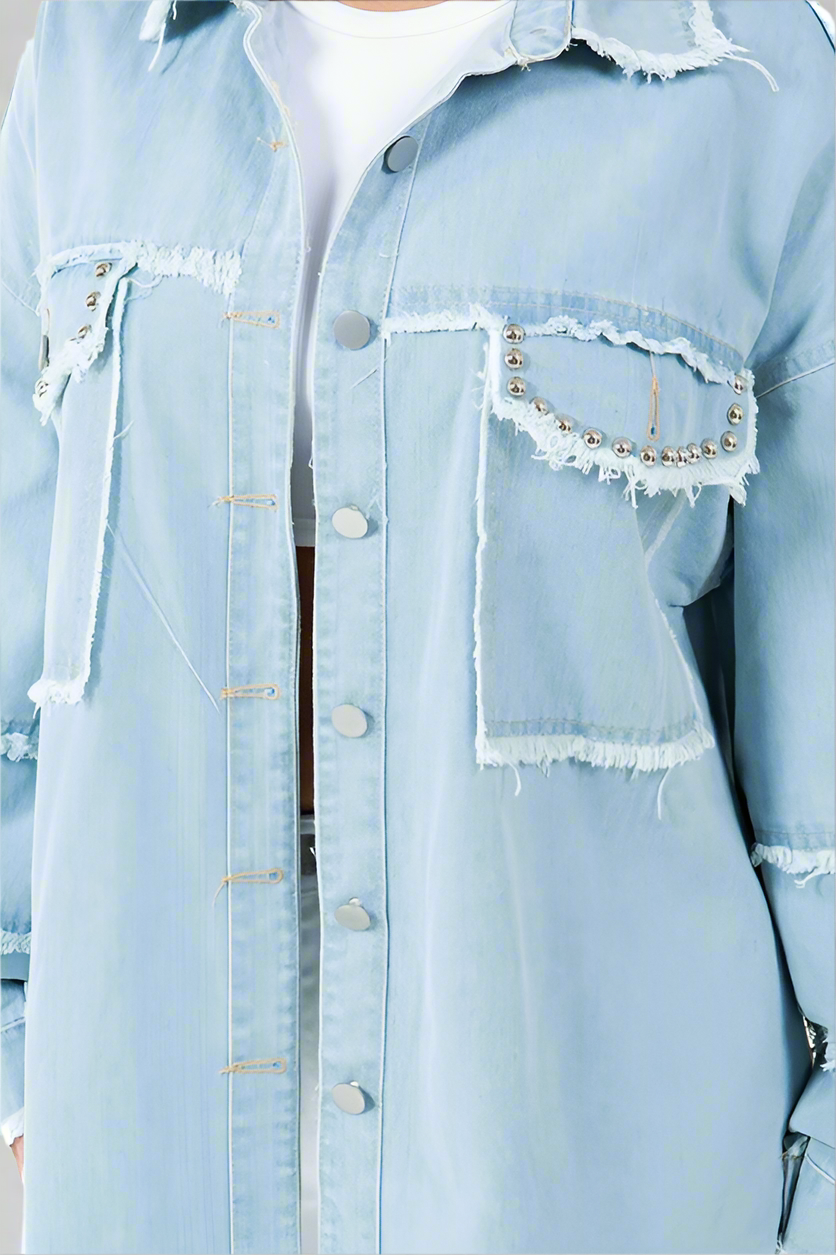 WOMEN FASHION OVERSIZE DENIM SHIRT